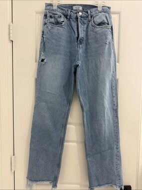 nuuds Light Blue Distressed Straight-Leg Jeans